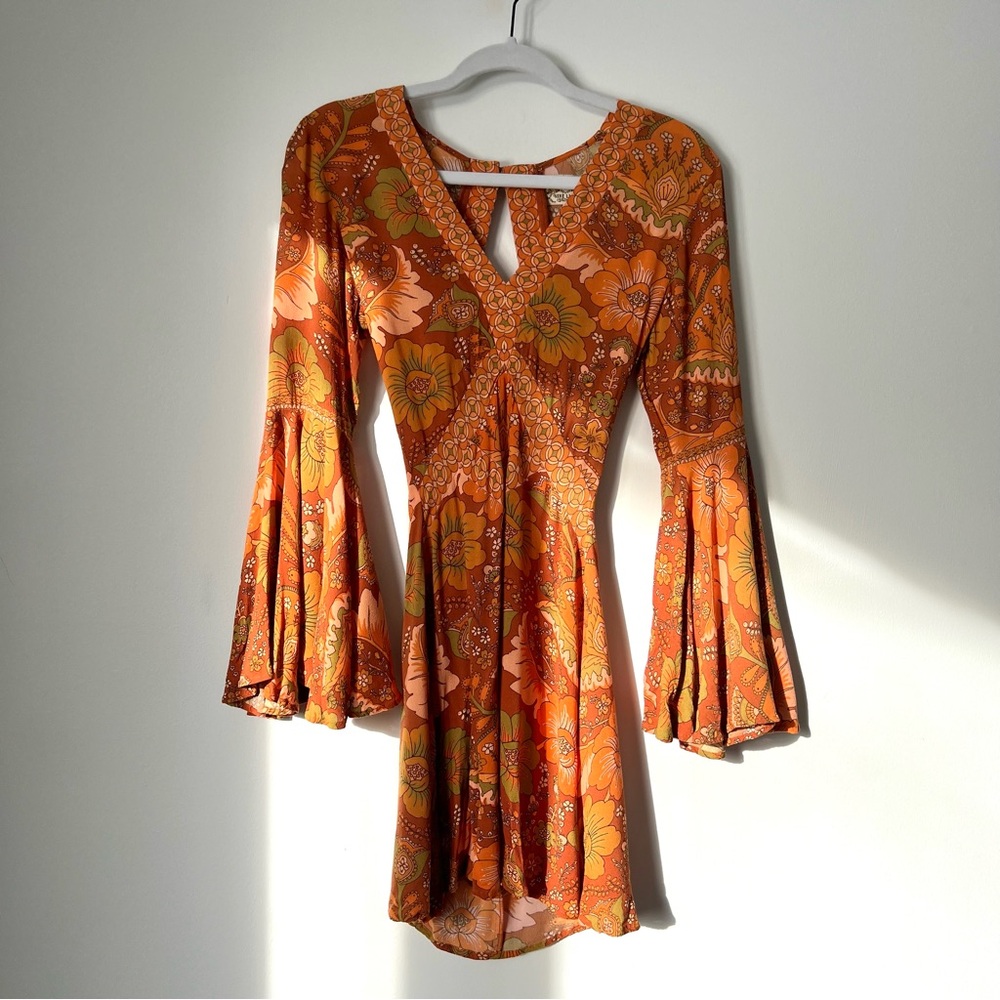 Nine Lives Bazaar Orange Floral Mini Dress